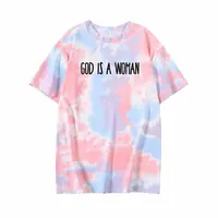 women's T-Shirt God Is A Woman Printing Letter Pattern Women Tie Dye Japanese Korean Harajuku Style Summer Fashion All-Match Female Tops R0G0#
