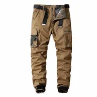 Gustomerd Autumn Men Pants Camouflage Multi-Pocket Tritching Straight-Leg Casual 100 ٪ Cotton Sports Men G2XE#