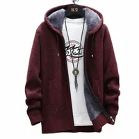 men's Hoodies & Sweatshirts Retro Jackets Warm Coat Stylish Winter Casual Hooded Knitted Cardigans Solid Fashion Thick Overcoat S31q#