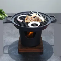 Portable bbq grill Household single man Portable barbecue stove BBQ Korean cuisine non-stick barbecue dish el teppanyaki 080-2273V