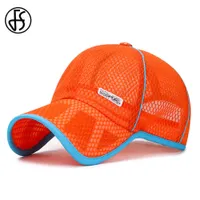 Ball Caps FS 2022 High Quality Children Kids Hats Orange Baseball Cap For Boys Girls Summer Breathable Trucker Hat With Mesh Hip Hop Caps T220923