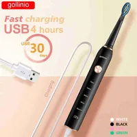 gollinio Electric Toothbrush usb fast charging GL41B sonic electr toothbrush smart Rechargeable Tooth Brush Replacement Head 0315