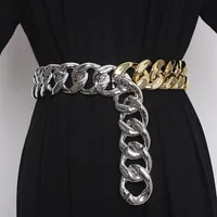 Luxury Designer 4CM Wide Chain Link Waist Belt Silver Gold Metal Alloy Waistband For Women Dress Shirt Cinch Strap Ceinture Belts2708