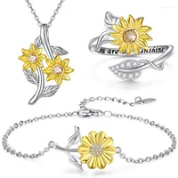 Pendientes de collar Set You Are My Sunshine Flower Jewelry for Women Girls Fashion Ann Bracelets Declaración de bodas Regalos