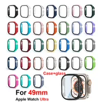 Case For Apple Watch S8 Ultra 49mm with HD Tempered Glass Screen Protector Hard PC Bumper Proetctive Cases cover iwatch Series 8 7 41 45mm Full Covers
