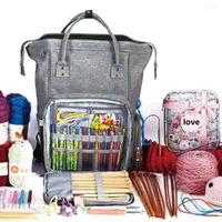 Depolama torbaları Düğme çantası, iplik yün iplik kancaları için portatif tığ işi kare organizatör