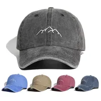 Ball Caps New Simple Moutain Embroideried Denim Baseball Cap for Men Women Outdoor Fishing Hat Snapback Retro Vintage Dad Hats Casquettes T220923