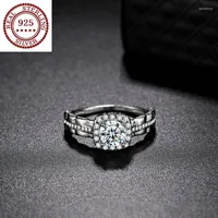 Wedding Rings American Imported Moissanite D Color 925 Silver Platinum-plated Classic Micro-set 1 Carat Square Diamond Female Ring