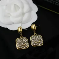 GJewelry Brand Designer Orecchini Earring Femmes Stud Luxury Diamond Stroyant Crystal Crystal Double Letter Forme 925S Silver Jewelry