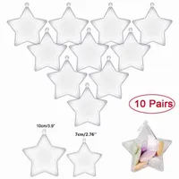 Christmas Decorations 10 PCS Star Balls Pentagram Clear Plastic Fillable Baubles Christmas Tree Wedding Candy DIY Garden Party Home Decor 70mm 100mm T220919