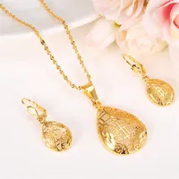 Jewelry sets Elegance Necklace Earrings Fine 24k Real Solid Yellow Gold GF Girlfriend Sweethearts Daughter Wedding Gifts New262G