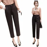 women's Pants & Capris 2021 Suit In Spring And Summer Nine-minute Straight Barrel Small Feet High Waist Dressed Black w30w#