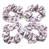 50pcs Pink Purple Eyelash Printed Scrunchies Stretchy Elastic Hair Band Girls Ponytail Holder Hair Tie Custom Color Accep235L
