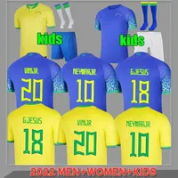 2022 VINIJR Brazils Futbol Formaları Neres Coutinho Oyuncu Hayranları Futbol Gömlek Paqueta İsa Marcelo Pele Casemiro Dünya Kupası 22 23 Kadın Erkek Çocuklar Üniforma