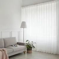 White Tulle Curtain for Living Room Decoration Modern Chiffon Solid Sheer Voile Kitchen Curtain el Window Tulle179e