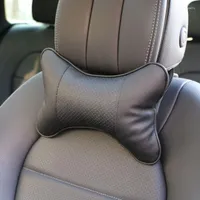 Seat Cushions 2 Pcs Artificial Leather Car Pillow Protection Your Neck car Headrest Hole-excavation Design automotive Supplies Security Neck