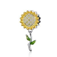 Sunflower Pendant Charm For Girls DIY Jewelry Fit Pandora Bracelet Gold And Rose Gold Plated Genuine 925 Sterling Silver2654