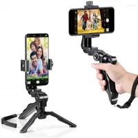 Tr￩pieds mini selfie b￢ton portable bourse de bureau en plastique support de tr￩pied ￠ main avec une t￪te de r￩glage de la pince t￩l￩phonique pour les smartphones