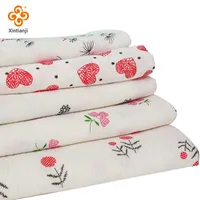 Fabric Cotton Printing Series Double Layer Crepe Mesh Fabric Cloth Cute Flower Love Pattern Suitable For Baby Towel Saliva Towel J220909