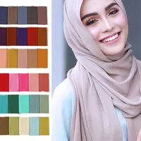 Scarves 2022 Women Hijab Scarf Solid Chiffon Soft Lady Shls And Wraps Long Size Pashmina Bandana Foulard Female Silk Headband Y2209