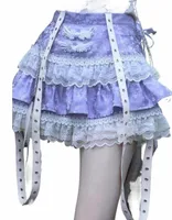 skirts Blood Supply Original Design Dobby Lace Patch Mini Cake Skirt A-line Sashes Purple Punk Sweet Girls Light Lolita SkirtSkirts S1t4#