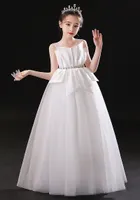 Beauty White Jewel Girl's Pageant Dresses Flower Girl Dresses Holidays Birthday Princess Skirt Custom Size 2-14 F925105 Floor Length