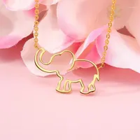 Pendant Necklaces Stainless Steel Necklace For Women Man Cute Little Elephant Gold And Silver Color Engagement Jewelry Gift1344s