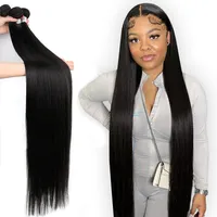 Hair Bulks Bone Straight Bundles Brazilian Human Weave 30 40 Inch For Black Women Natural 3 4 Deal 220924