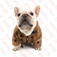 Pet Fur Coat Warm Jacket Letter Print Pets Coats Dog Apparel Winter Latest Bulldog Dogs Clothing303d