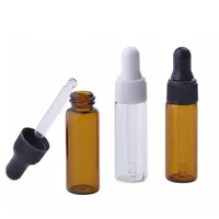 3000Pcs Lot Empty Amber Clear Glass Dropper Bottle Vials 5ml Mini Liquid Pipette Bottles For Essential Oil Perfume With 243U