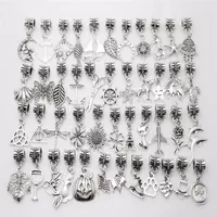 100pcs mixed Vintage Pendant Big Hole Beads fit Pandora Charms Bracelets Necklace DIY Jewelry Making219H