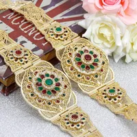 Body Jewelry SUNSPICE-MS Norocco Caftan Belt Gold Color Ethnic Wedding Metal Waist Chain Adjustable Length Bijoux