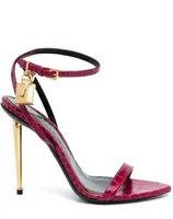 Woman Shoes Padlock Sandals Designer Tomfords-Sandal Leather Pointy Ankle Strap Gold Heel