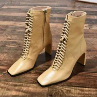 Boots sexy thick high heel shoes woman female square toe boots high qulaity new autumn winter women shoes ankle boots Drop Ship L220923