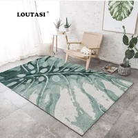 Carpets LOUTASI Green Leaf Living Room Carpet Chair Yoga Mat Jacquard Sofa Floor Mats Doormat Rugs And Shaggy Area Rug For Home