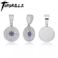 TOPGRILLZ Hip Hop Compass Pendant Iced Out Cubic Zirconia With Tennis Chain Fashion Jewelry Gift For Men Women 220222321o