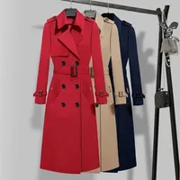 Damskie okopaty płaszcza kurtka wiatrówka damska wiosna jesień cienki brytyjski styl duży rozmiar długi płaszcz z podszewką mody zwykły trencz 220924