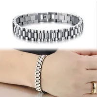 Whos-Mens Cool 10mm 21CM Silver 316L Stainless Steel Watch Band Bracelets Length Adjustable Mens Bangle Jewelry Gifts234Q