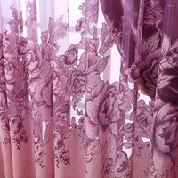 Curtain 1Pc Flower Jacquard Tulle Window Drape Bedroom Balcony Living Room Decor Beautiful Home Decoration 2022