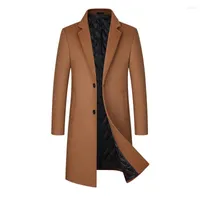 Men&#039;s Trench Coats PARKLEES 2022 Winter Wool Coat Men Warm Windproof Solid Slim Daily Vintage Woolen Homme Plus Size Big Pocket Overcoat