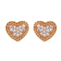 Stud -oorbellen Yunkingdom origineel hart voor vrouwen luxe sieraden goud oorbel witte kristal Koreaanse stijl piercing