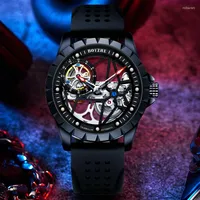Wristwatches UTHAI M1 2022 Fully Automatic Mechanical Watch Men's Silicone Band Hollow Through Bottom Fashion