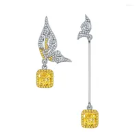 Boucles d'oreilles en peluche Zhanhao Gioielli Charming Sparkle Jewelry Set Yellow Diamond 925 Silver Pendent For Women 2022