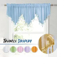 Curtain 2Pc Pastoral Style Triangle Shape Kitchen Short Window Valance Drape Coffee Bedroom Home Decor Sheer Tulle