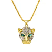 DHL New necklace hip hop leopard head Necklace Fashion Diamond Pendant