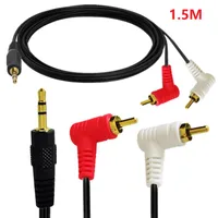 Audio Cables Golden Plated 3.5mm Stereo Male Jack to Dual 90 Degree Angled two RCA-Male Audio Adapter Cable Cord 1.5m 1PCS