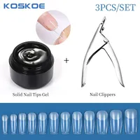 Nail Art Kits 120 Pcs Tips Solid Gel Extension Patch Adhesive Bond For Rhinestone Fake Nails Stainless Steel Clippers Tool