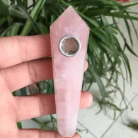 Natural pink Rose quartz crystal pink Wand Smoking Pipes healing244o