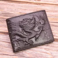 Wallets High Quality Genuine Leather 3D For Men Embossed Dragon Design Short Slim Wallet Male Purse Card Holder Coin Pocket294y