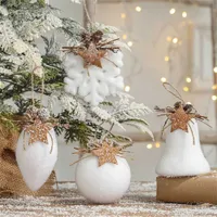 Christmas Decorations Dia 80MM White Christmas Ball Snowflake Water Drop Bell Christmas Tree Decor Ornaments Hanging Tree Pendants Gift Balls G220924